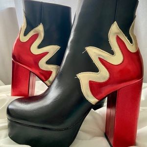 Boots: black with red flame